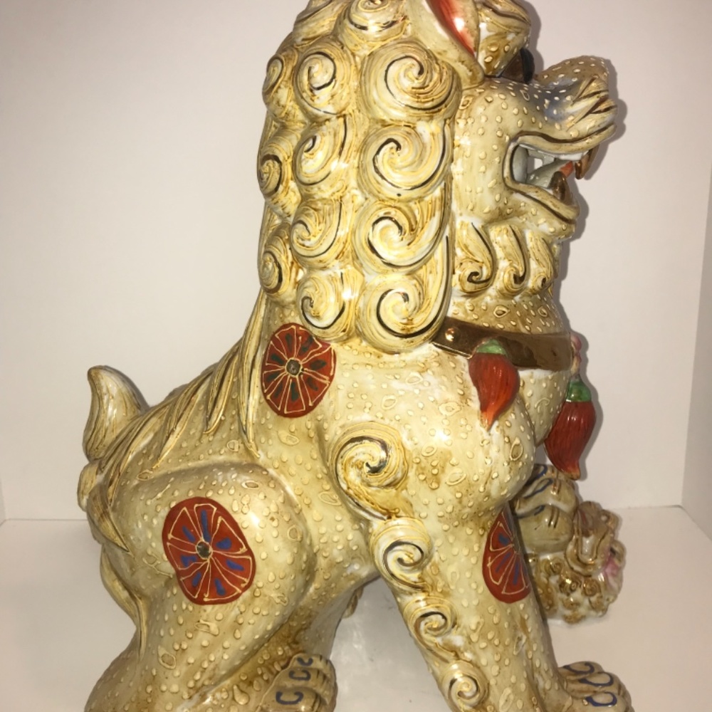 Asian Foo Dog Dragon Ceramic Sculpture - Picture 4 of 7